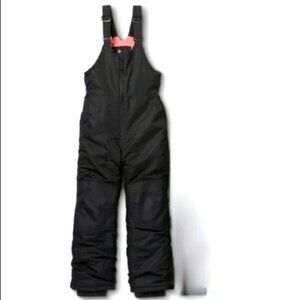 All In Motion Girls' Snow Bib Overalls Jumpsuit Black Pink Lining XL (14/16)